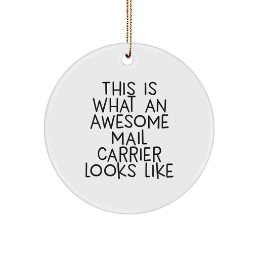 Funny Mail Carrier Gifts for Men - This Is What An Awesome Mail Carrier Looks Like Christmas Unique Circle Ornament Gifts from Friends and Family - Image 1