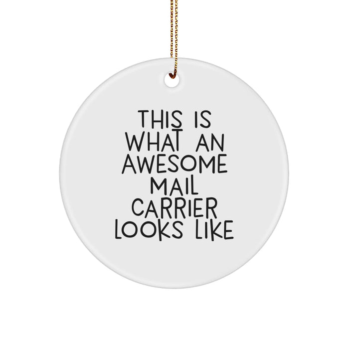 Funny Mail Carrier Gifts for Men - This Is What An Awesome Mail Carrier Looks Like Christmas Unique Circle Ornament Gifts from Friends and Family - Image 1