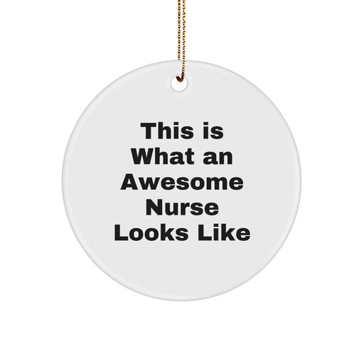 Funny Nurse Gifts from Men to Women Coworkers Friends Family - This Is What An Awesome Nurse Looks Like Circle Ornament, Christmas Unique Gifts for Nurse - Image 1
