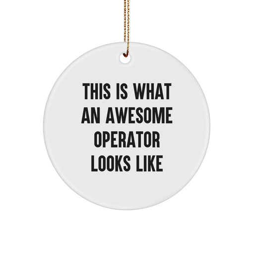 Funny Operator Circle Ornament, Gifts from Friends for Operator, Christmas Unique Circle Ornaments with This Is What An Awesome Operator Looks Like Quote - Image 1