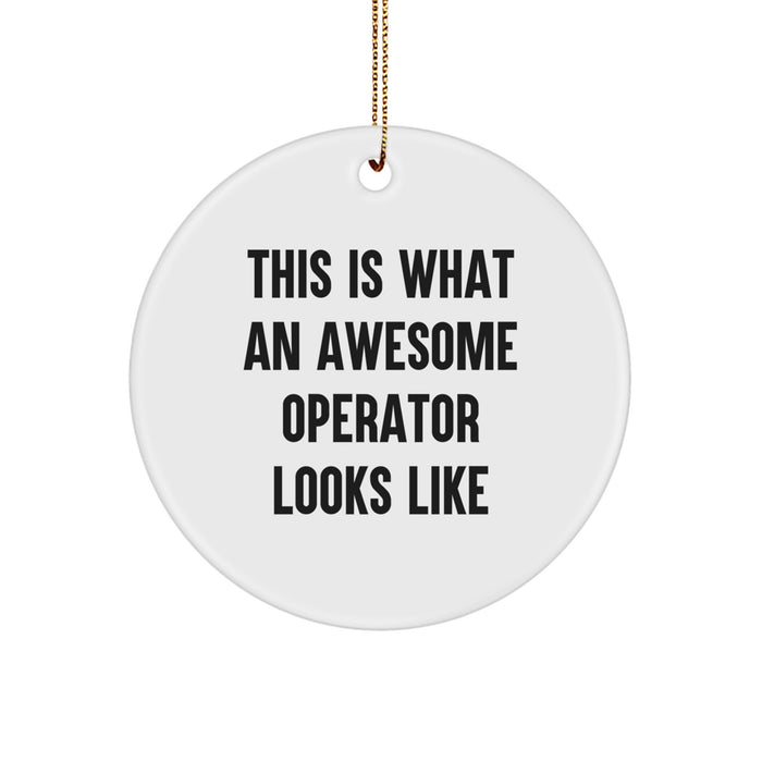 Funny Operator Circle Ornament, Gifts from Friends for Operator, Christmas Unique Circle Ornaments with This Is What An Awesome Operator Looks Like Quote - Image 1