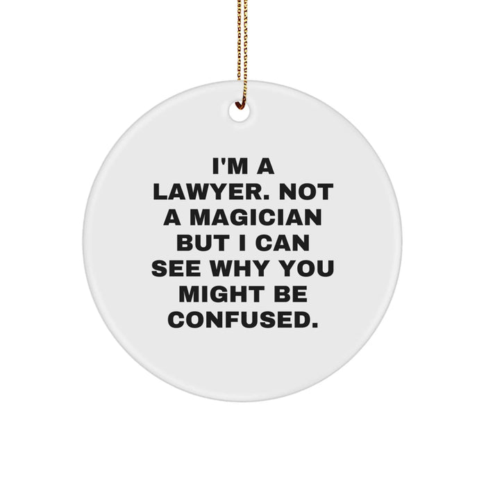 Funny Lawyer Gifts for Men, Women - I'm A Lawyer Circle Ornament, Christmas Unique Decorations from Friends, Coworkers - Image 1