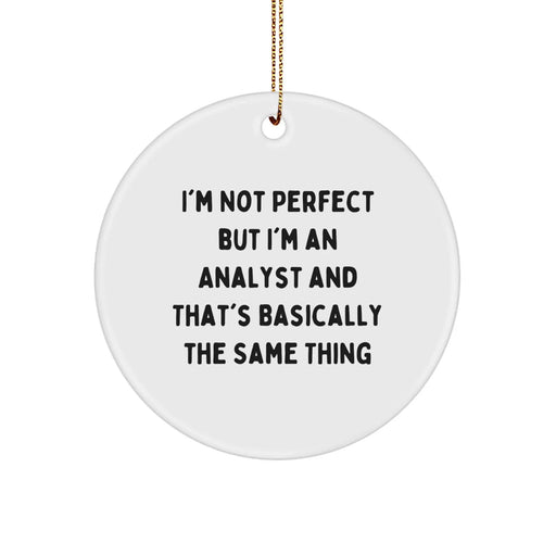 Funny Analyst Gifts from Men to Friends - Christmas Unique Circle Ornament with I'm Not Perfect But I'm An Analyst And That's Basically The Same Thing Quote - Analyst Decorations for Home Office - Image 1