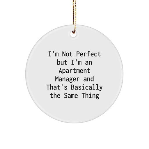 Funny Christmas Unique Gifts for Apartment Managers - I'm Not Perfect, Apartment Manager Gifts from Friends, Circle Ornament for Office - Image 1