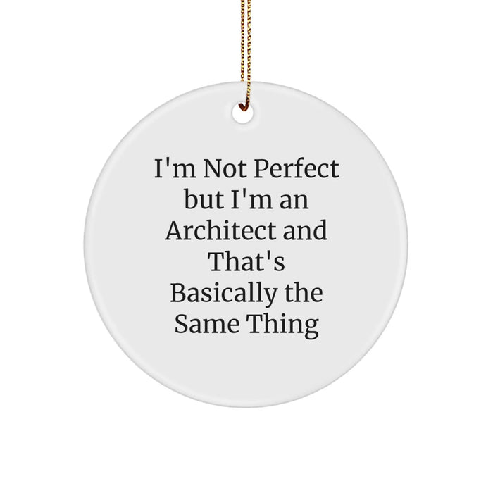 Funny Architect Christmas Unique Gifts for Men from Friends - Circle Ornament, 'I'm Not Perfect But I'm An Architect' - Image 1