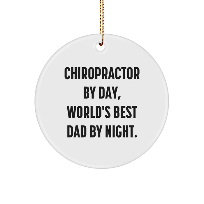 Funny Chiropractor Gifts from Women to Men, Chiropractor Christmas Unique Gifts with Circle Ornament by Day, World's Best Dad By Night. - Image 1