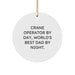 Crane Operator Gifts from Men - Funny Circle Ornament with Quote 'Crane Operator By Day, World's Best Dad By Night.' for Christmas - Image 1