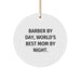 Funny Barber Gifts by Men for Barber Friends | Christmas Circle Ornament by Day Mom By Night, 2.75" Tall, 0.5 oz, MDF Material, High-Gloss Plastic Finish, Sublimation Printing, Ships with Gold Cord - Image 1