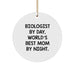 Biologist Gifts by Day, World's Best Mom Circle Ornament for Christmas - Funny Quote 'By Day, World's Best Mom By Night.' from Mom to Biologist - Image 1