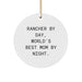 Funny Rancher Gifts from Friends, Circle Ornament, Christmas Unique Gifts, Rancher By Day World's Best Mom By Night - Image 1