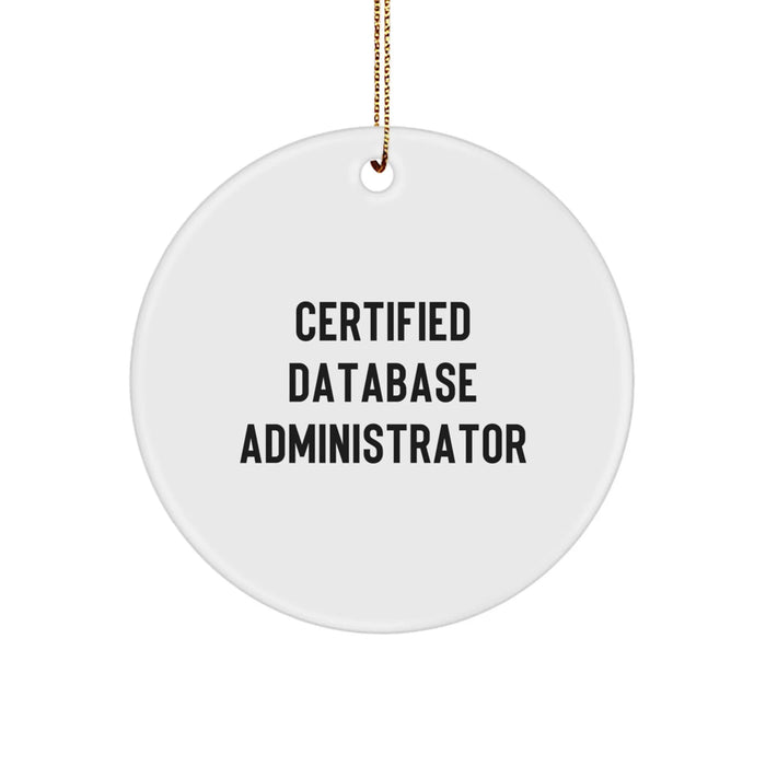 Funny Quote Database Administrator Gifts for Men, Christmas Unique Circle Ornaments from Friends, Certified DBA Christmas Unique Gifts - Image 1
