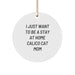 Calico Cat Gifts for Calico Cat Lovers, Funny Circle Ornament, Christmas Decor, Gifts from Friends and Family, 'I Just Want To Be A Stay At Home Calico Cat Mom' - White, Circle Shaped - Image 1