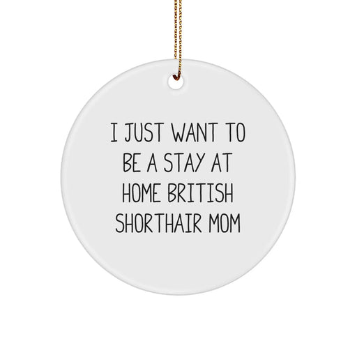 Funny British Shorthair Cat Mom Gifts for Christmas, Circle Ornament from Friends, Stay at Home British Shorthair Cat Mom Inspirational Quote, British Shorthair Cat Lover - Image 1