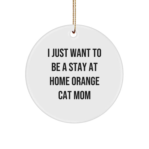 Funny Orange Cat Mom Gifts from Family for Christmas Unique Circle Ornaments - I Just Want To Be A Stay At Home Mom - Image 1
