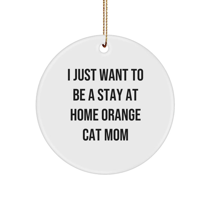 Funny Orange Cat Mom Gifts from Family for Christmas Unique Circle Ornaments - I Just Want To Be A Stay At Home Mom - Image 1