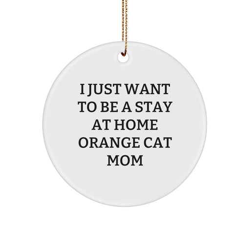 Funny Orange Cat Gifts for Men, Women, Friends, or Family - I Just Want To Be A Stay At Home Orange Cat Mom Christmas Circle Ornament - Image 1
