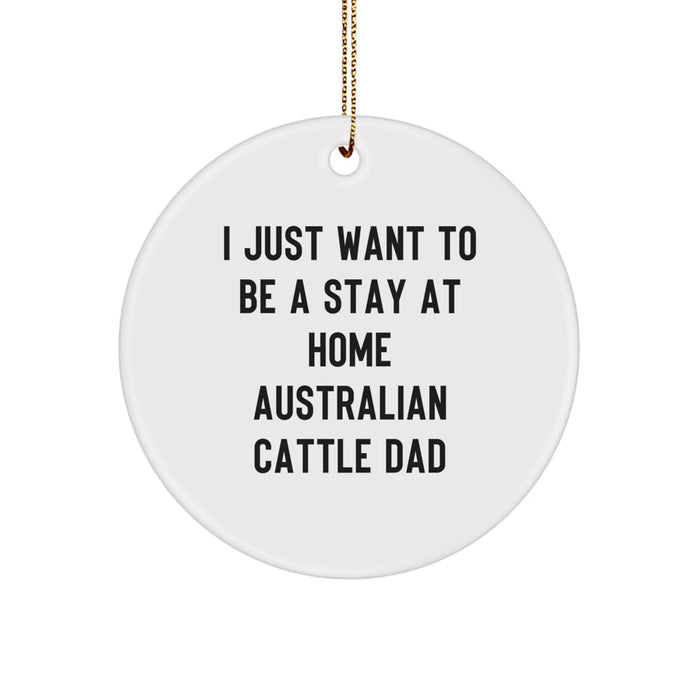 Funny Australian Cattle Dog Circle Ornament Gifts from Men to Family, I Just Want To Be A Stay At Home Dad, Christmas Unique Ornament for Australian Cattle Dog Lover - Image 1