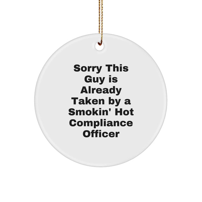 Funny Compliance Officer Gifts for Men Circle Ornament Christmas Unique Presents from Friends - Image 1