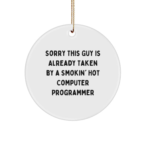 Funny Computer Programmer Circle Ornament Gifts from Friends, Gifts for Computer Programmer Men, Unique Christmas Decorations for Home Office Desk - Image 1