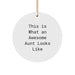 Funny Christmas Circle Ornament Gifts from Aunt - This 'Is What An Awesome Aunt Looks Like' White Circle Shaped MDF with Gold Cord for Hanging, Perfect for Family Members - Image 1