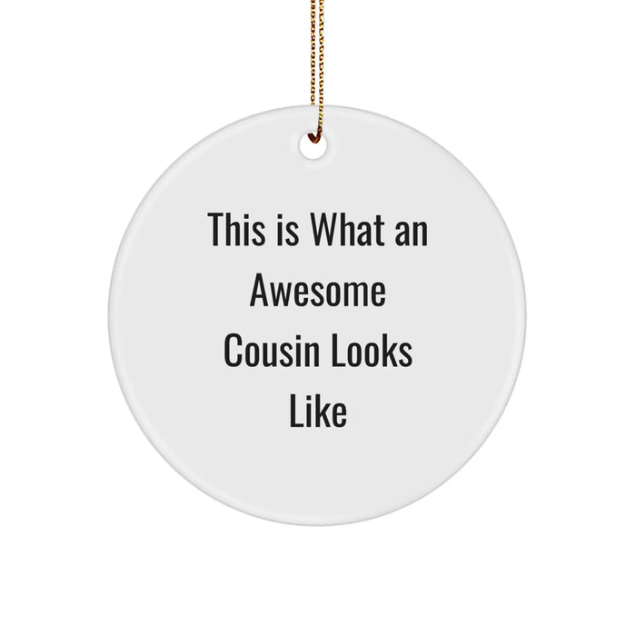 Funny Cousin Circle Ornaments for Gifts from Men to Awesome Cousins - This Is What An Awesome Cousin Looks Like Christmas Unique Gifts - Image 1