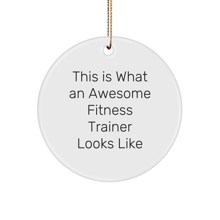 Fitness Trainer Gifts from Friends, This Is What An Awesome Fitness Trainer Looks Like, Circle Ornament for Christmas - Image 1