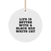 Black and White Cat Circle Ornament, Funny Quote Gifts from Friends for Men, Women, Family, and Coworkers, Christmas Unique Presents - Image 1
