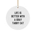 Gray Tabby Cat Gifts from Family - Inspirational Christmas Unique Circle Ornament, Life Is Better With A Gray Tabby Cat, Fun Gray Tabby Cat Lover Decor - Image 1