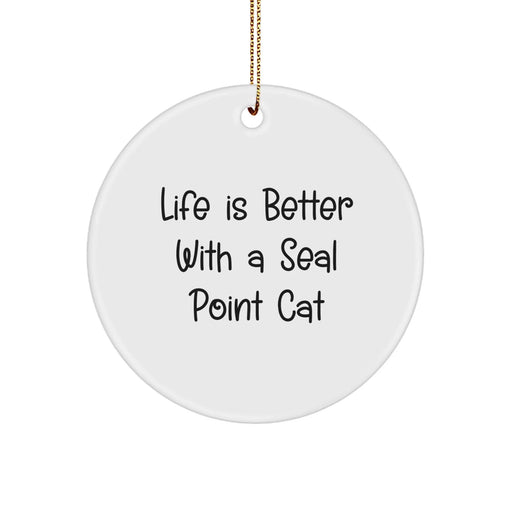 Funny Seal Point Cat Gifts from Men to Family - Seal Point Cat Circle Ornament for Christmas Unique Gifts - Image 1