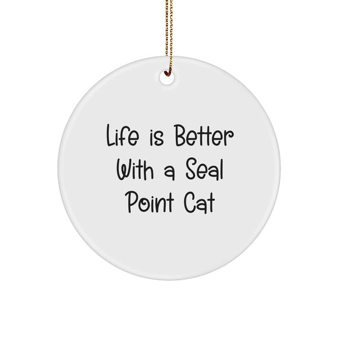 Funny Seal Point Cat Gifts from Men to Family - Seal Point Cat Circle Ornament for Christmas Unique Gifts - Image 1