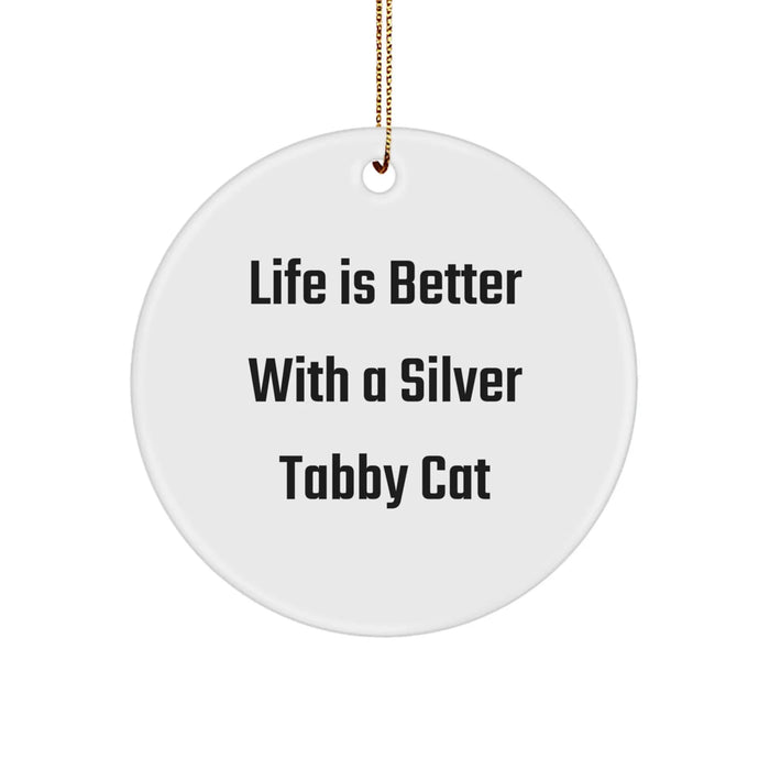 Silver Tabby Cat Christmas Circle Ornament Funny Quote Gifts for Silver Tabby Cat Lovers Men Women Friends Family - Image 1