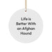 Afghan Hound Dog Lovers Gifts from Family for Christmas Unique Circle Ornament, Funny Quote Life Is Better With An Afghan Hound - Image 1