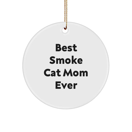 Funny Smoke Cat Mom Ever Gifts for Smoke Cat Lovers - Circle Ornament for Christmas from Friends - Image 1