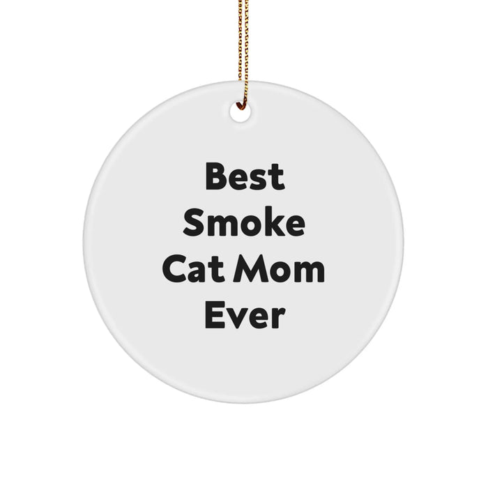 Funny Smoke Cat Mom Ever Gifts for Smoke Cat Lovers - Circle Ornament for Christmas from Friends - Image 1