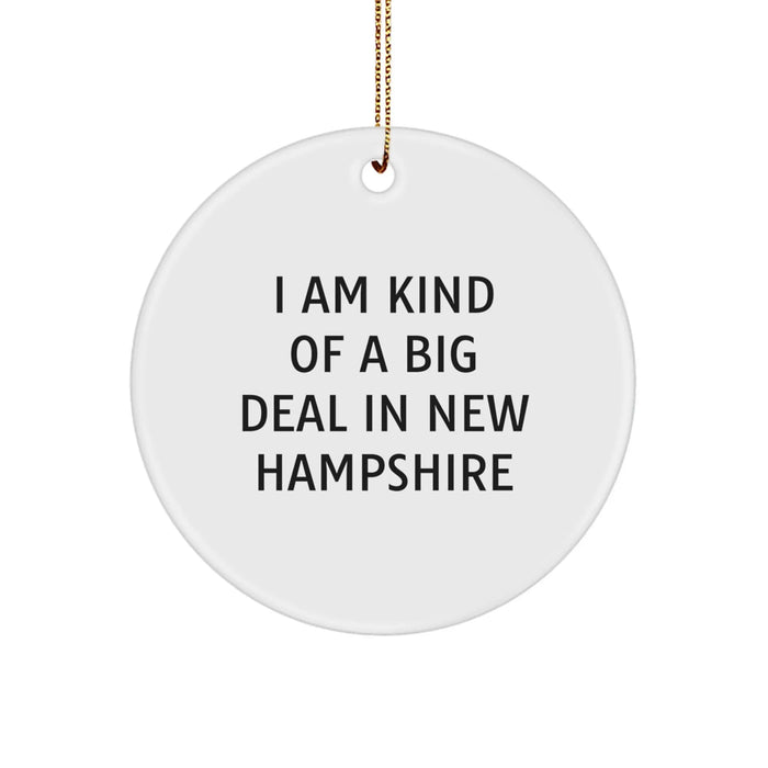New Hampshire Gifts, Circle Ornament, 'I Am Kind Of A Prime Selection In New Hampshire' Funny Quote for Christmas, Gifts from Friends to Family - Image 1
