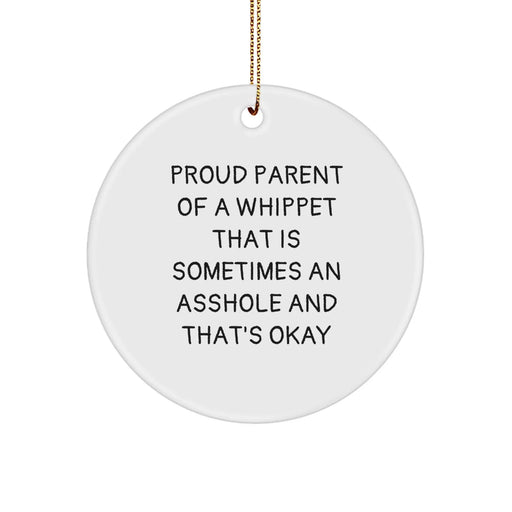 Funny Whippet Dog Gifts from Men for Whippet Dog Lovers, Circle Ornament - Whippet Dog Christmas Unique Gifts - Image 1