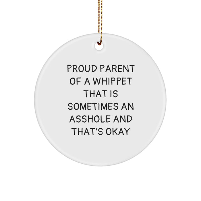 Funny Whippet Dog Gifts from Men for Whippet Dog Lovers, Circle Ornament - Whippet Dog Christmas Unique Gifts - Image 1