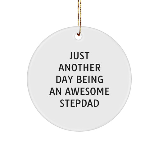 Unique Stepdad Gifts from Men, Funny Circle Ornament for Awesome Stepdads - Christmas Unique Gifts - Image 1