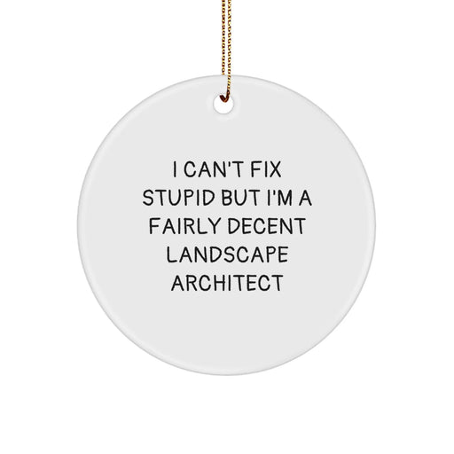 Funny Landscape Architect Gifts from Friends - 'I Can't Fix Stupid' Circle Ornament for Christmas Unique Gifts for Landscape Architect - Image 1