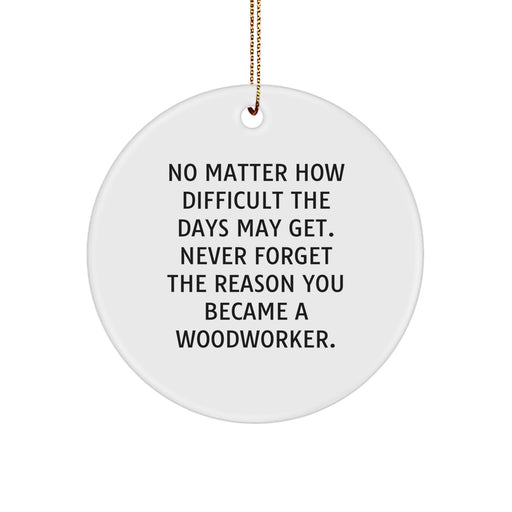 Woodworker Gifts from Men - Inspirational Christmas Unique Gifts for Woodworker Friends and Family - Circle Ornament with Quote 'Never Forget' - Image 1