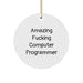 Funny Christmas Unique Gifts for Computer Programmers - Amazing Computer Programmer Circle Ornament - White MDF Circle Shaped Decor - Image 1