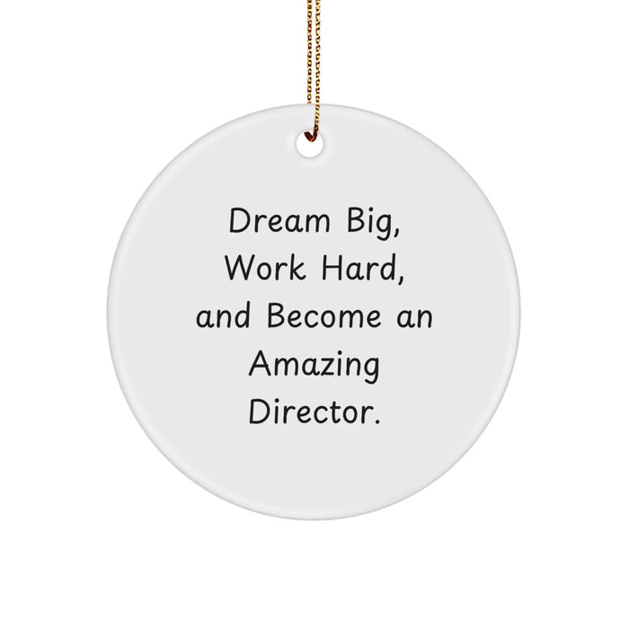 Funny Director Gifts for Men from Friends - Dreams Big Work Hard Circle Ornament - Image 1