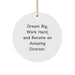 Funny Director Gifts for Men from Friends - Dreams Big Work Hard Circle Ornament - Image 1