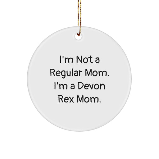 Funny Devon Rex Cat Circle Ornament Gifts for Family Members from Mom - White - Christmas Unique Treasures - Image 1