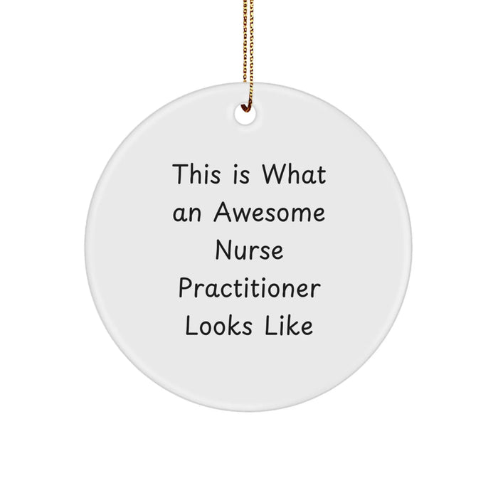 Funny Nurse Practitioner Gifts from Friends, Christmas Unique Circle Ornament - This Is What An Awesome Nurse Practitioner Looks Like, Gifts for Nurse Practitioner - Image 1