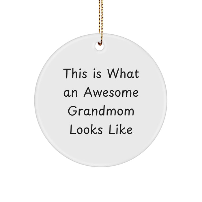 Funny Grandmom Gifts from Family - This Is What An Awesome Grandmom Looks Like Circle Ornament for Christmas Unique Gifts - Image 1