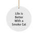 Funny Smoke Cat Gifts for Friends, Christmas Unique Circle Ornament with Life Is Better With A Smoke Cat Quote, Gifts from Men to Women - Image 1
