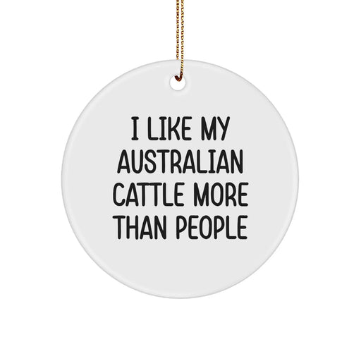 Funny Australian Cattle Dog Gifts from Men to Friends, Circle Ornament for Christmas Unique Gifts, 'I Like My Australian Cattle More Than People', Australian Cattle Dog Lover's Novelty Decoration - Image 1