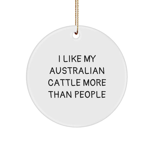 Funny Australian Cattle Dog Gifts from Friends, Circle Ornament, I Like My Australian Cattle More Than People on Christmas - Image 1