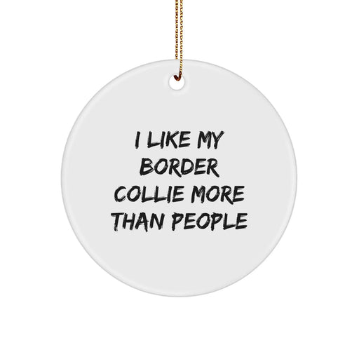 Funny Border Collie Dog Gifts for Men from I Like My Border Collie More Than People Circle Ornament at Christmas - Image 1